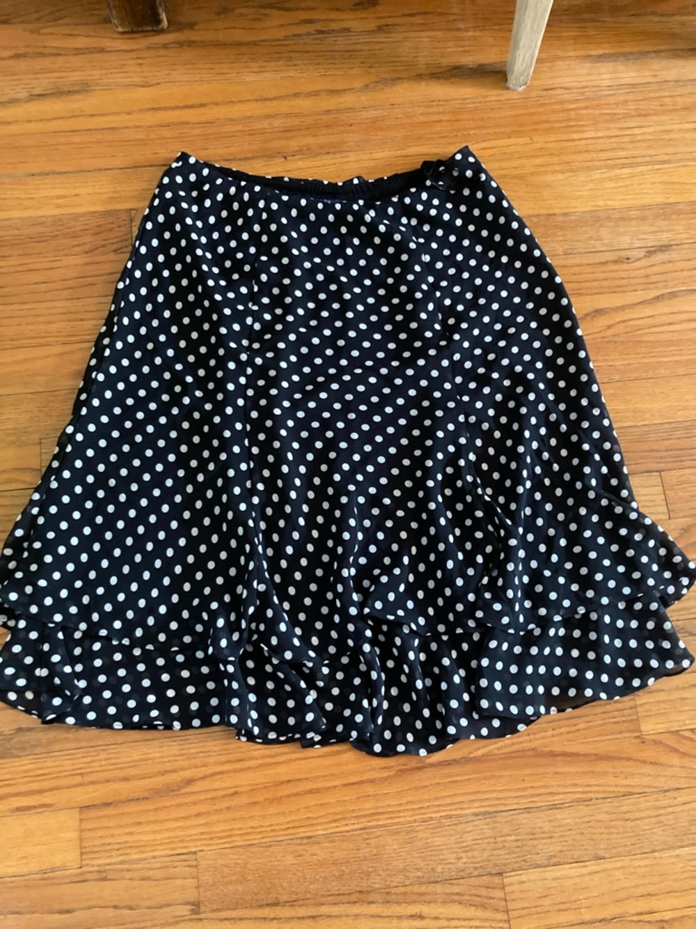 Chaps Black and White Polka Dot Circle Skirt